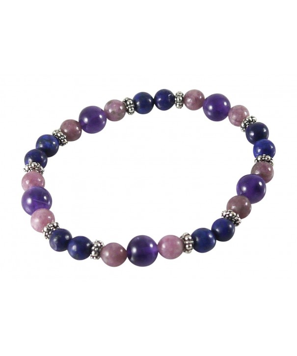 Bracelet Lepidolite Amethyst Sterling Stretch