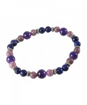 Bracelet Lepidolite Amethyst Sterling Stretch