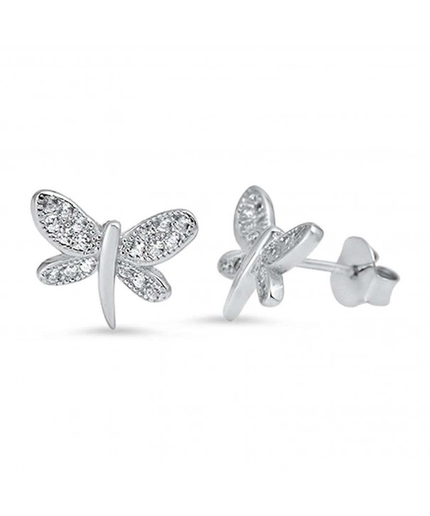 Dragonfly Zirconia Sterling Silver Earrings