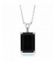Sterling Emerald Diamond Pendant Necklace