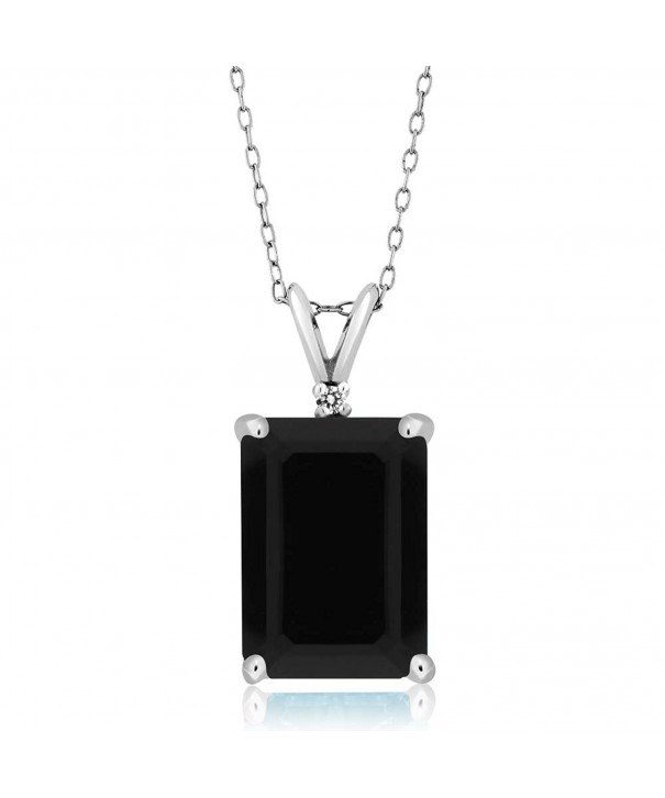 Sterling Emerald Diamond Pendant Necklace