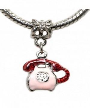 Enamel Telephone Dangle Charm Bracelet