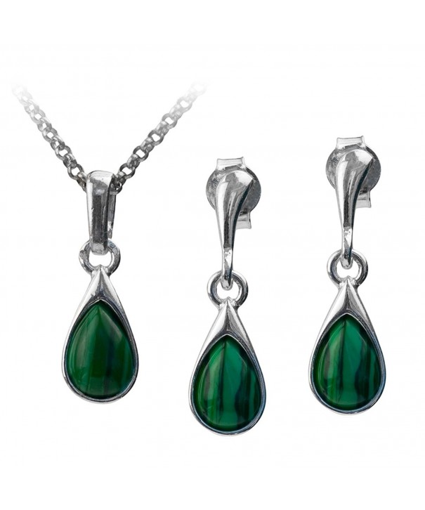 Sterling Imitation Malachite Earrings Pendant