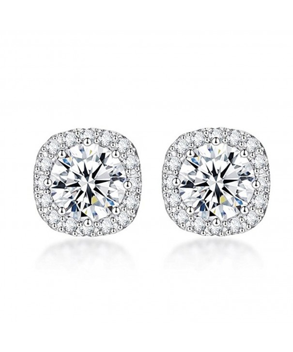 Sterling Silver Zirconia Cushion Earrings