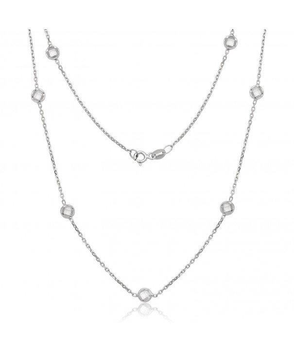 Sterling Bezel Set Faceted Station Necklace