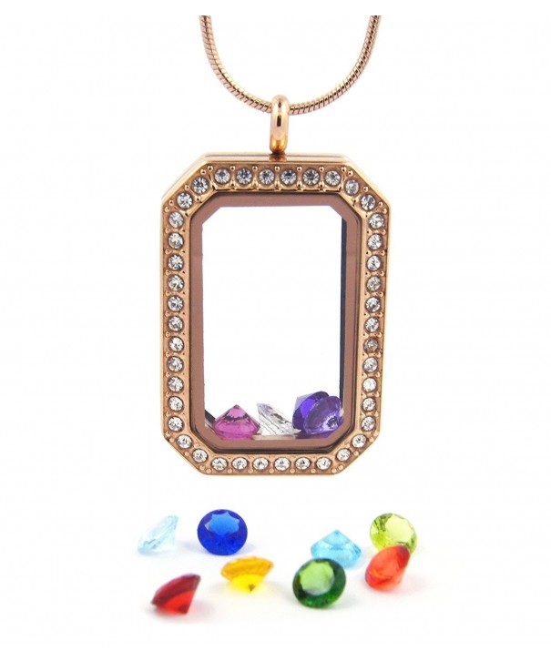Heritage Rectangle Necklace Birthstone Gold tone