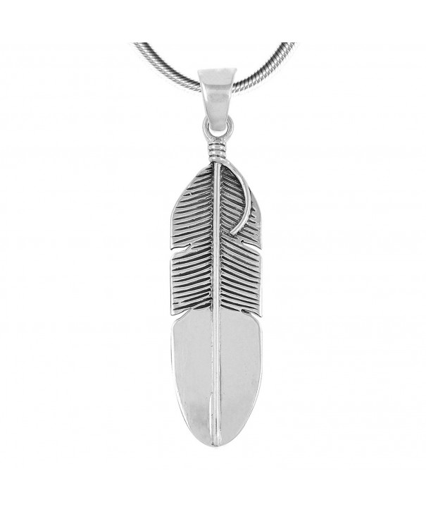 Turquoise Network Sterling Feather Necklace