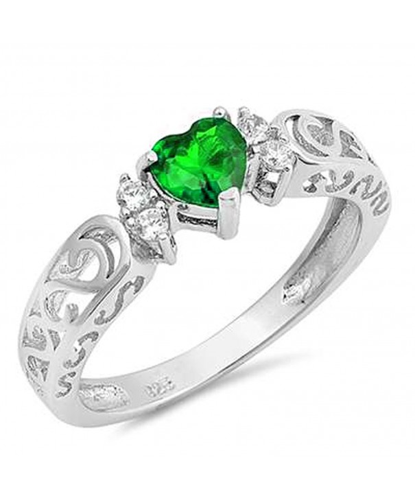 Sterling Gemstone Promise Engagement Filigree