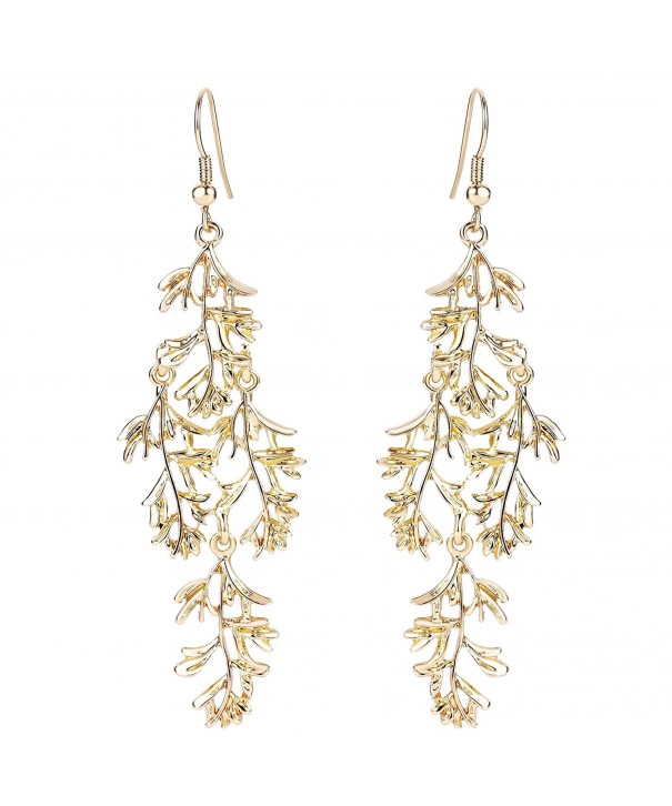 BriLove Wedding Chandelier Earrings Gold Tone