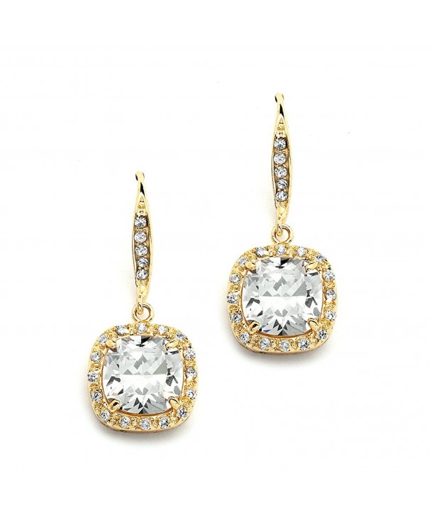 Mariell Plated Dangle Earrings Cushion Cut