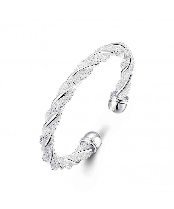 Nevaeh Bracelet 925 Sterling Silver Plated Adjustable Cuff Bangle Bracelet  for Women Silver Bangle Bracelet - CW186TM3HZ6