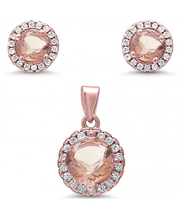 Sterling Simulated Morganite Zirconia Pendant