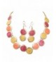 Yellow Orange Enamel Necklace Earrings