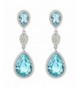 FANZE Silver Tone Austrian Teardrop Aquamarine