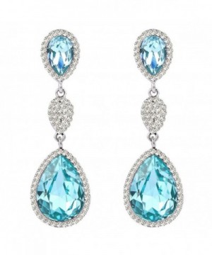 FANZE Silver Tone Austrian Teardrop Aquamarine