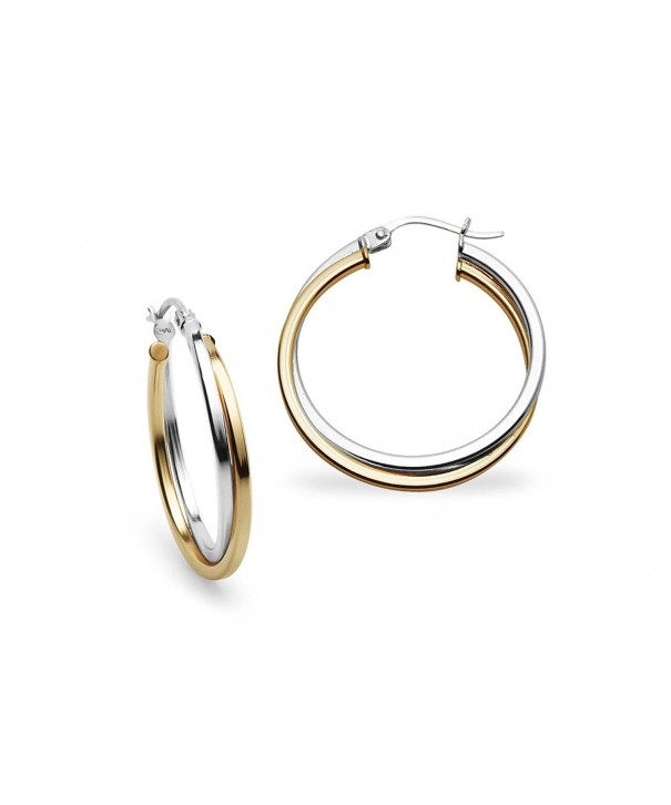 Sterling Flashed Two Tone Square Tube Earrings