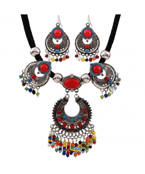 Ethnic Necklace Earrings Tassels Statement