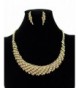 Gold Tone Rhinestone Evening Necklace Earrings