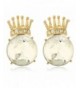 Ladies Goldtone Crown Large Earrings