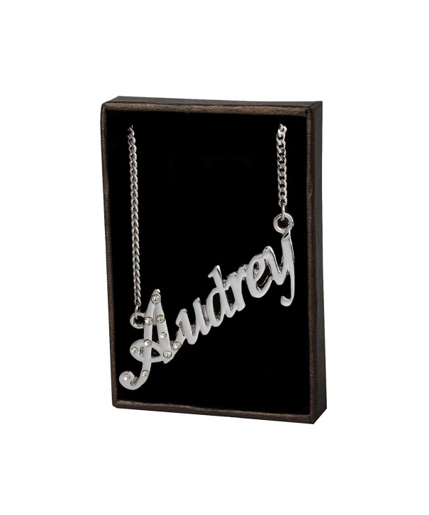 Name Necklace Audrey White Plated
