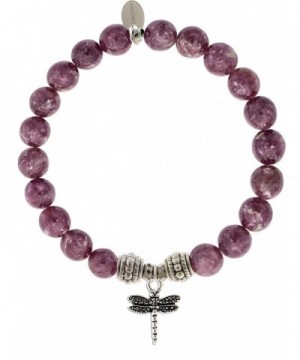 EvaDane Lepidolite Gemstone Dragonfly Bracelet