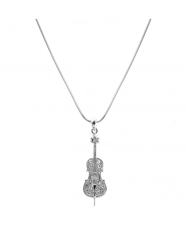 chelseachicNYC Crystal Cello Necklace Silver