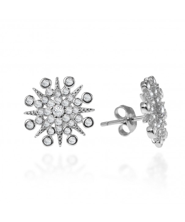 Exquisite Snowflake Zirconia Sterling Earrings