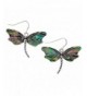 Abalone Dragonfly Earrings Silvertone PammyJ