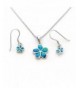 Sterling Simulated Hawaiian Necklace Earrings