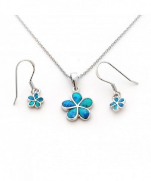Sterling Simulated Hawaiian Necklace Earrings