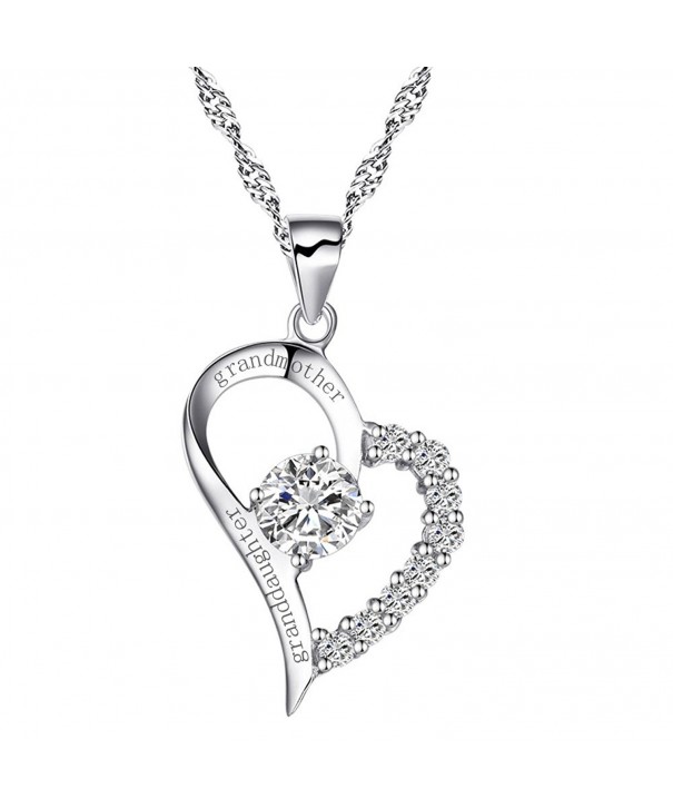 Sterling Grandmother Granddaughter Necklace Zirconia