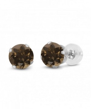 Round Brown Smoky Quartz Earrings