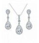 EleQueen Sterling Zirconia Teardrop Necklace