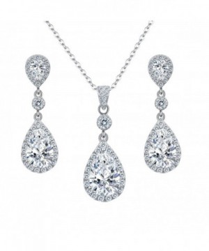 EleQueen Sterling Zirconia Teardrop Necklace