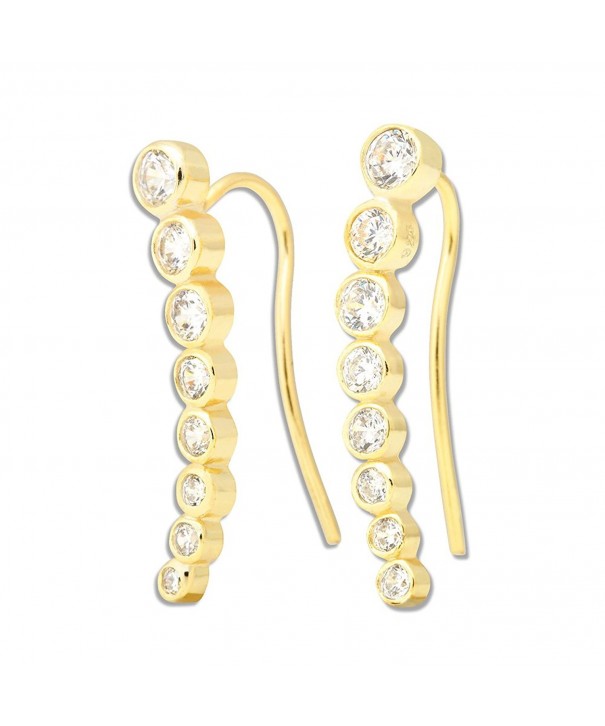 Sterling Bezel set Climber Hypoallergenic Earrings