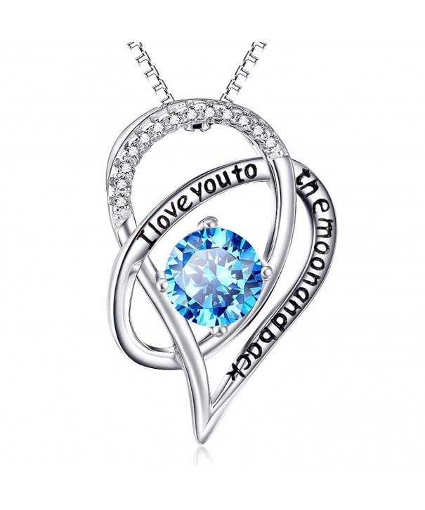 Sterling Interlocking Pendant Necklace Sapphire