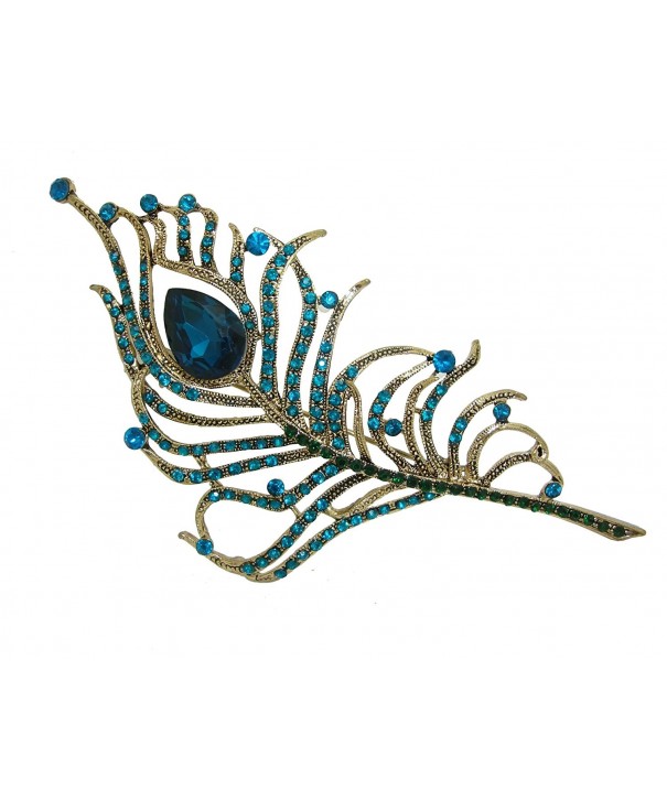 TTjewelry Gorgeous Peacock Feathers Rhinestone