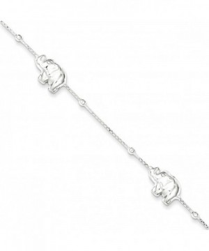 Sterling Silver Polished Elephant Anklet