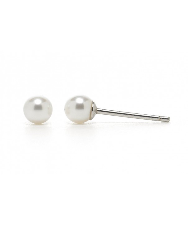 white 3 4mm Akoya Cultured Earrings