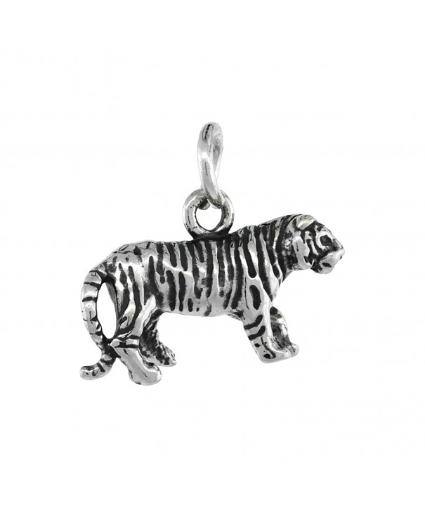 Sterling Silver Tiger Charm Necklace