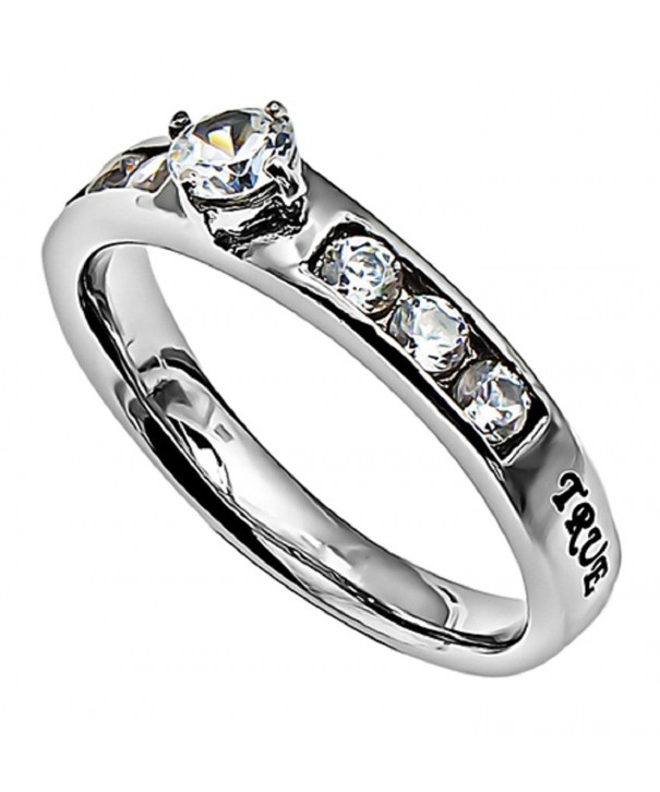 Princess Solitaire Promise Silvertone Stainless