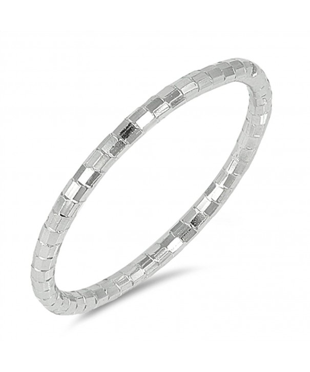 Diamond Cut Stackable Wedding Sterling Silver