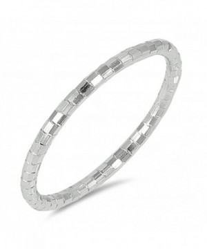 Diamond Cut Stackable Wedding Sterling Silver