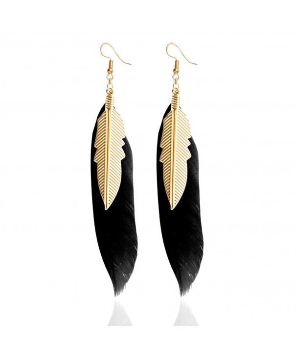 Feather Design Indian Golden Earrings