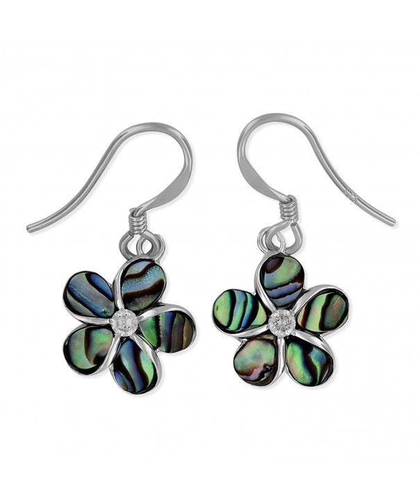 Sterling Silver Abalone Plumeria Earrings