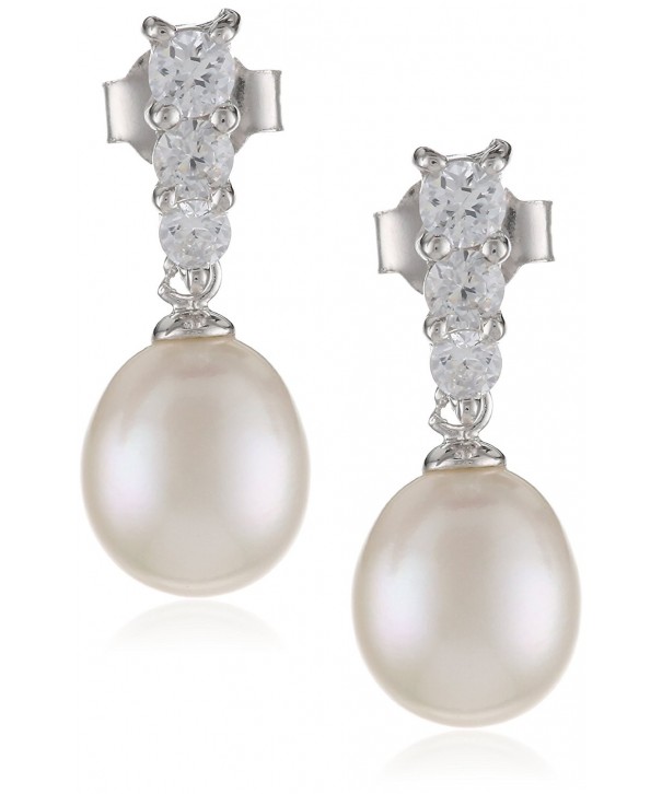 Bella Pearl Triple Zirconia Earrings