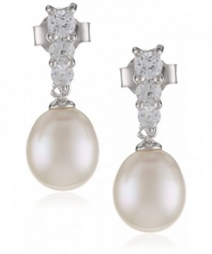 Bella Pearl Triple Zirconia Earrings