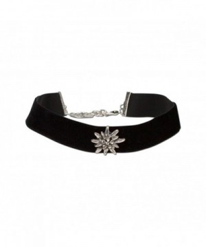 Bavarian Rhinestone Edelweiss Velvet Choker