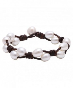 Leather Braided Bracelet Cultured Freshwater