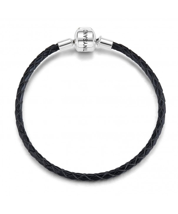 TINYSAND Genuine Leather Bracelet Sterling